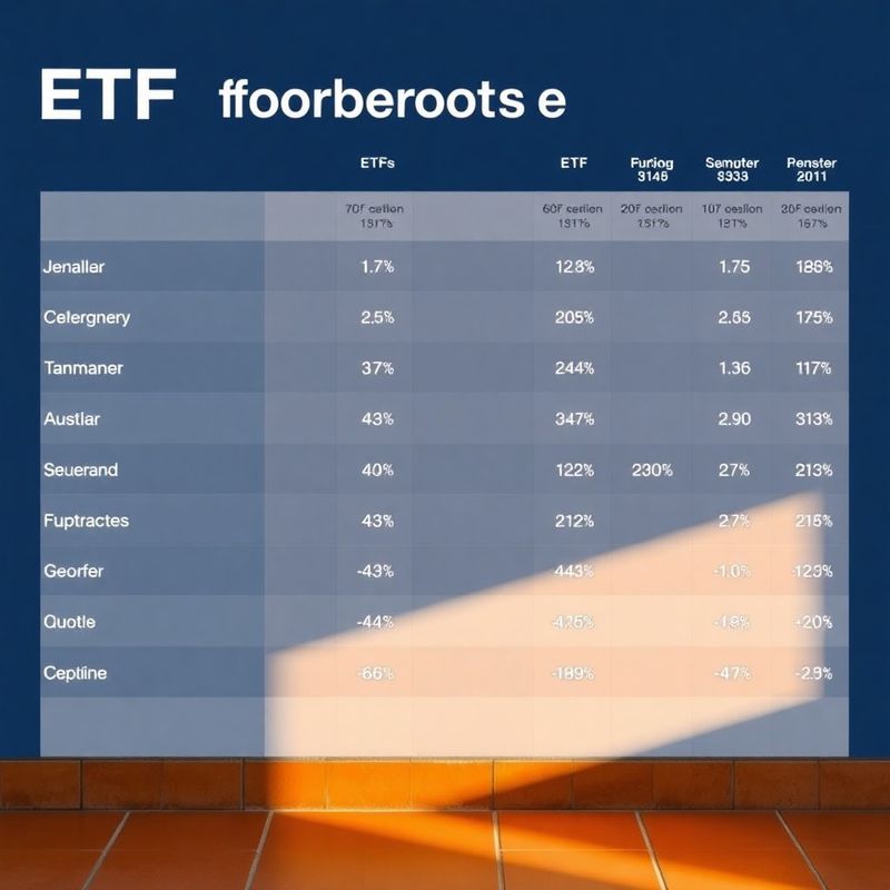 Tabla comparativa de rendimiento de ETFs en tonos índigo